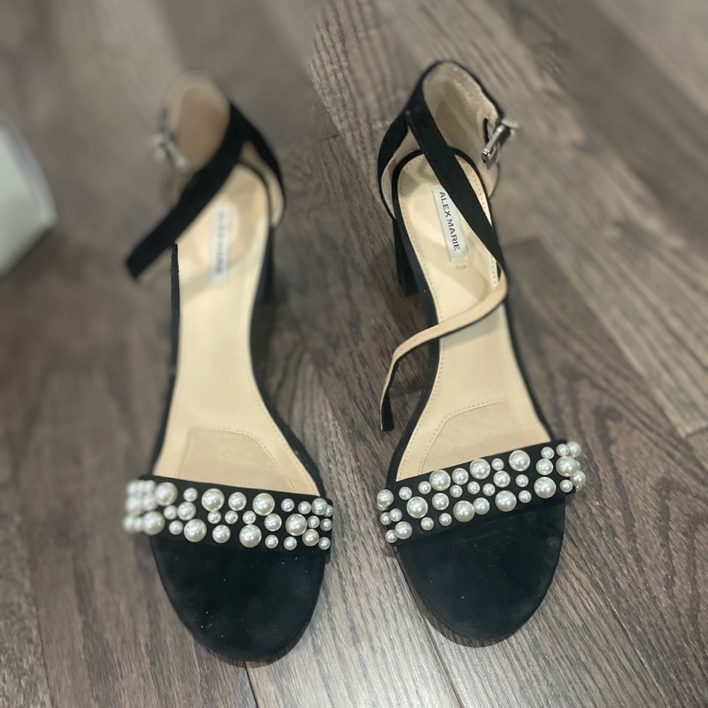 Alex Marie Halmarthree Black Faux Suede Pearl Shoes 8w